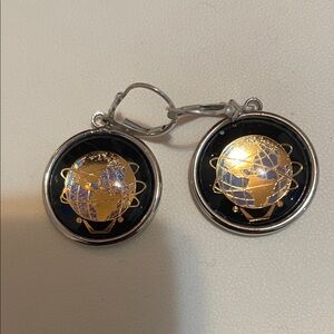 Gold and Black Globe Earrings